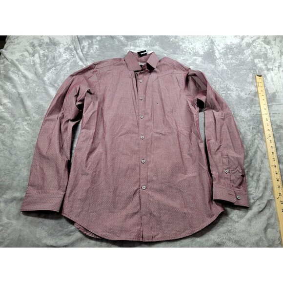 NEW Express Extra Slim polka dot Button Up Long Sleeve Mens Medium - Picture 2 of 7